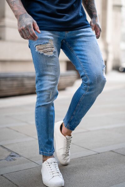 Alternative view of Παντελόνι τζιν slim fit με σκισίματα