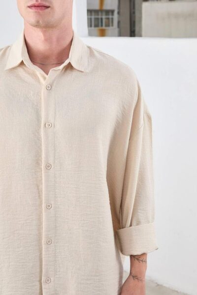 Alternative view of Πουκάμισο μπεζ oversized