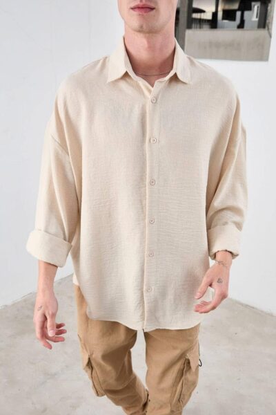 Πουκάμισο μπεζ oversized