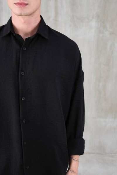 Alternative view of Πουκάμισο μαύρο oversized